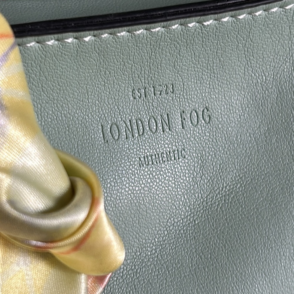New London Fog Vegan Leather Shopper Tote with Floral Scarf Purse Fob - Picture 14 of 15